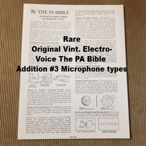 Original Vint. Electro-Voice The PA Bible Addition #3 Microphone types