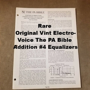 Original Vint Electro-Voice The PA Bible Addition #4 Equalizers