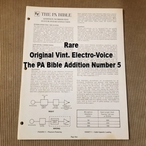 Original Vint. Electro-Voice The PA Bible Addition Numb.. 5
