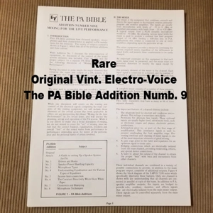 Original Vint. Electro-Voice The PA Bible Addition Numb. 9