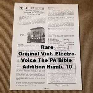 Original Vint. Electro-Voice The PA Bible Addition Numb. 10