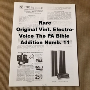 Original Vint. Electro-Voice The PA Bible Addition Numb. 11