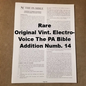 Original Vint. Electro-Voice The PA Bible Addition Numb. 14