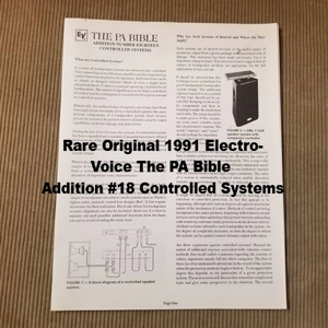 Original 1991 Electro-Voice The PA Bible Addition #18 Controlled Systems