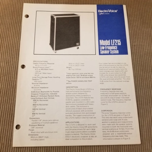 Original Vintage EV Spec Sheet LF215 Speaker System