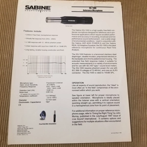 Original 1998 Sabine SQ-1000 Reference Microphone info sheet