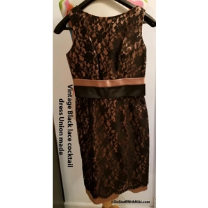 Vintage Black lace cocktail dress Union made