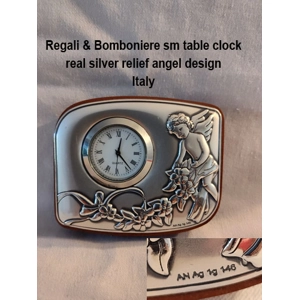 Regali & Bomboniere Italian Angel clock, relief cover design is Silver
