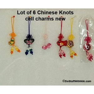 Lot of 6 Chinese knot cell charms NEW