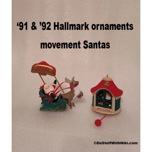 Pair of '91 & '92 Hallmark moving Santas ornaments