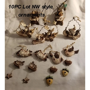 Huge lot of NW style ornaments, canoe, bears Moose and more