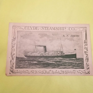 Vintage Postcard Clyde Steamship Co. S.S. Apache