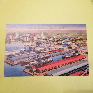 Vintage Postcard D78 The Busy port of Miami