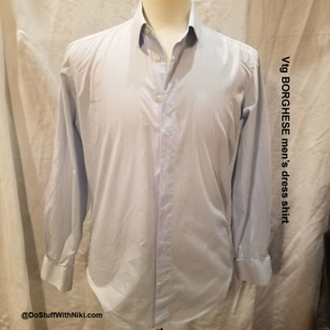 Vtg BORGHESE Italy men's dress shirt lgt blue