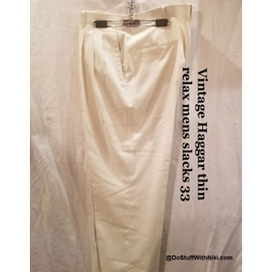 Vintage Haggar white mens thin summer slacks 33