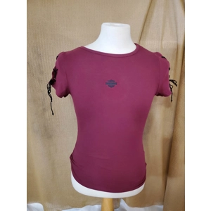 Maroon ladies Harley Davidson T shirt Lace up sleeves