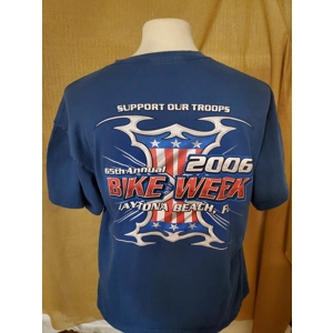 2006 Bike Week Troops Tribal USA colors Blue T Shirt