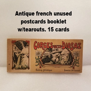 Antique french unused  postcards booklet  w/tearouts. 15 cards