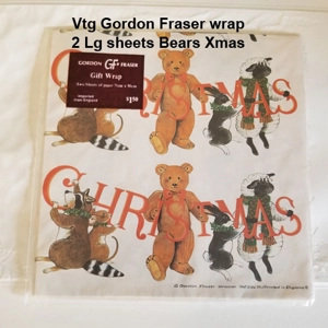 Vintage Gordon Fraser wrap Bears CHristmas 2 lg sheets