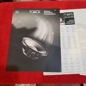 Original 1981 Electro-Voice 4 pce FORCE sheets, Price, Dealer, Spec, info