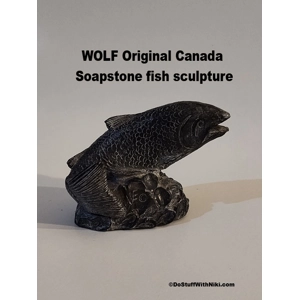 Wolf Original Canada stone fish sculpture