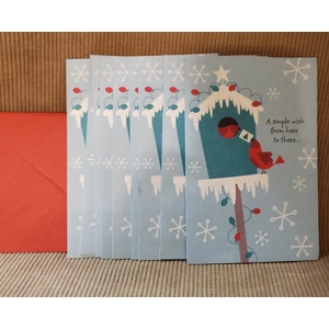 Lot of 9 American Greetings birdhouse Holiday cards/envelopes