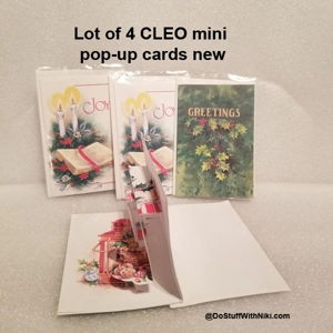 Lot of 4 new CLEO Tiny Treasures mini pop-up xmas cards