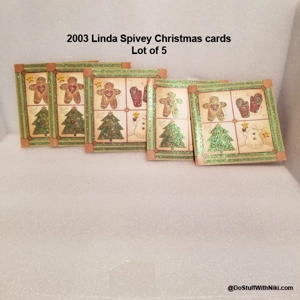 2003 Linda Spivey lot of 5 folk xmas theme cards