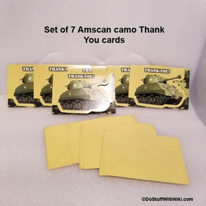 Set of 7 Amscan Camo tank thank you cards