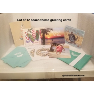 12 new Beach theme Holiday cards w/envelopes