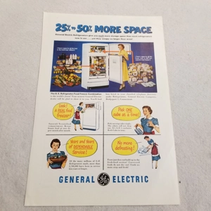 Vintage 1951 GE Refridgerator Food Freezer combo Ad