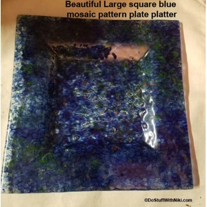 Beautiful Large square blue mosaic plate