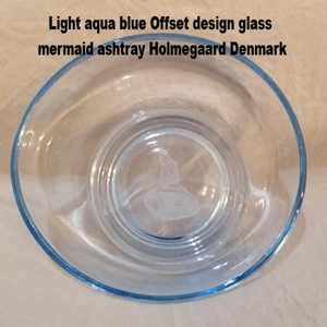 MCM blue glass mermaid offset ashtray Holmegaard Denmark