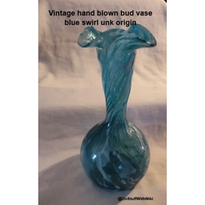 Vintage hand blown glass bud vase fluted