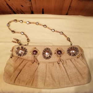 Inge Christopher hand bag jeweled handle FW pearls