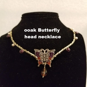 ooak Butterfly head necklace
