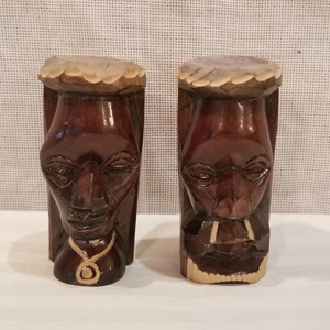 Pair of man & woman wood carve figures Jamaica