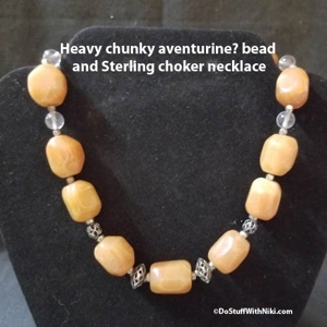 Heavy chunky aventurine bead and Sterling choker necklace