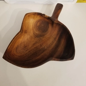 Vintage leaf shape wood bowl Philippines
