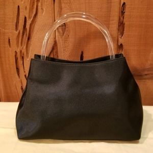 Liz Claiborne black satin bag w/ lucite handles