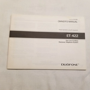 Original 1987 DuoFone ET-422 Owners Manual