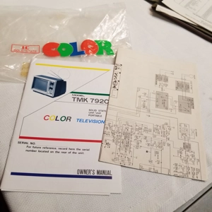 Original Vintage TMK Portable Color TV Manual w/xtras