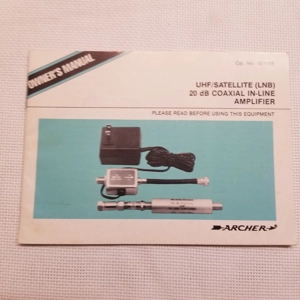 Original 1986 Archer UHF/Satellite Amp Manual