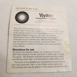 Original Vint. Vivitar Lens Adapter mini manual