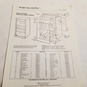 Original 1989 Realistic Audio Cabinet manual