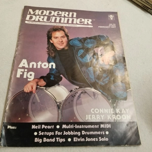 Feb. 1987 Modern Drummer mag Anton Fig Neil Peart