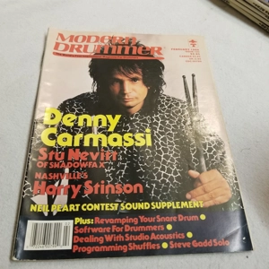 February 1988 Modern Drummer Denny Carmasi, Stu Nevitt, Harry Stinson