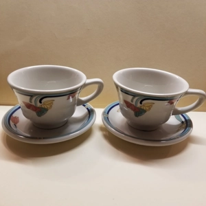 Vint Rego pair of cups and saucers diner type ware