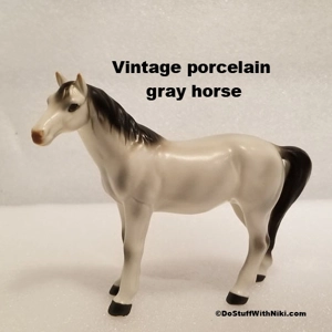 Vintage porcelain gray horse