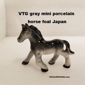 Vintage gray mini porcelain horse foal Japan